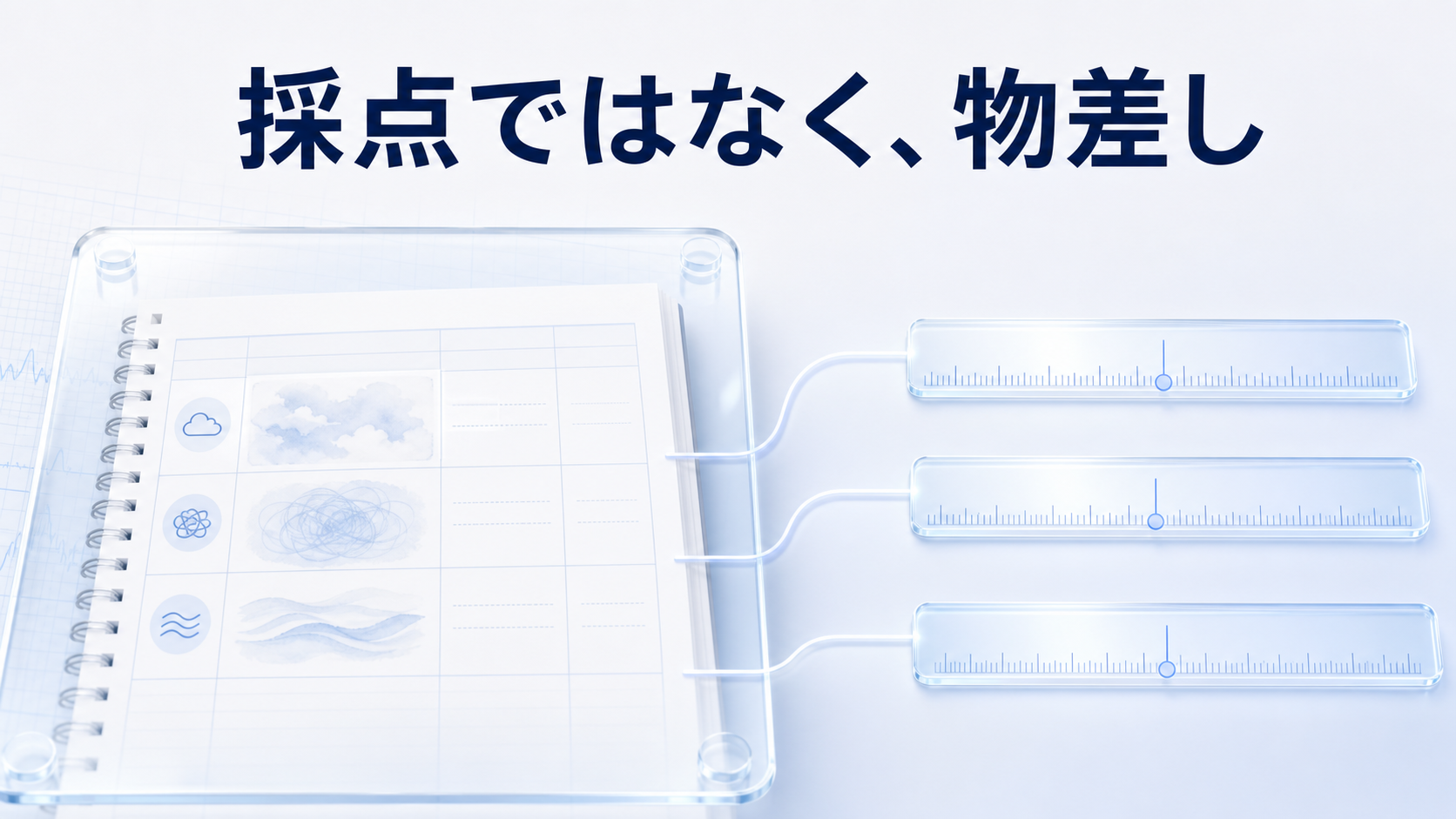 夢日記の数字は採点ではなく、同じ物差しで夢ログを見返すためのものだと示す図解