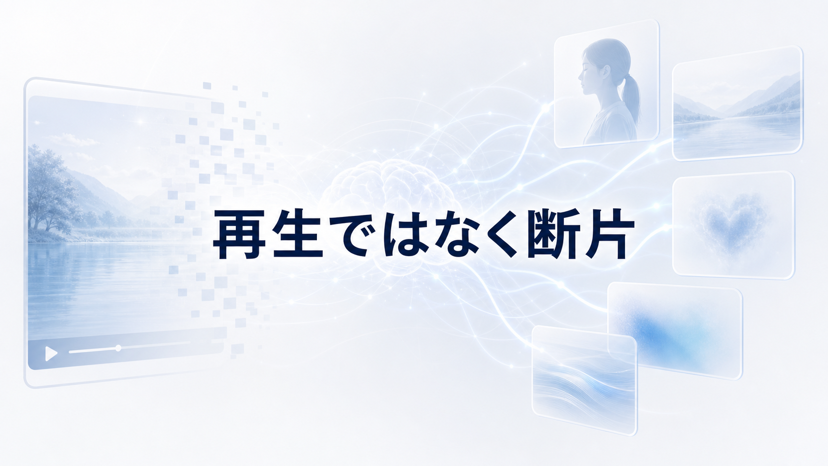 寝る前のイメージはそのまま再生されず、人物、場所、感情、色、動きの断片として夢に残ることを示す図解