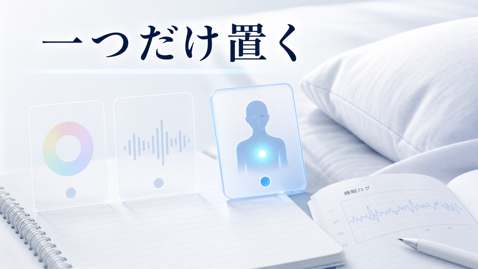色、音、身体感覚の候補から一つだけを選んで眠る前に置く方法を示す図解
